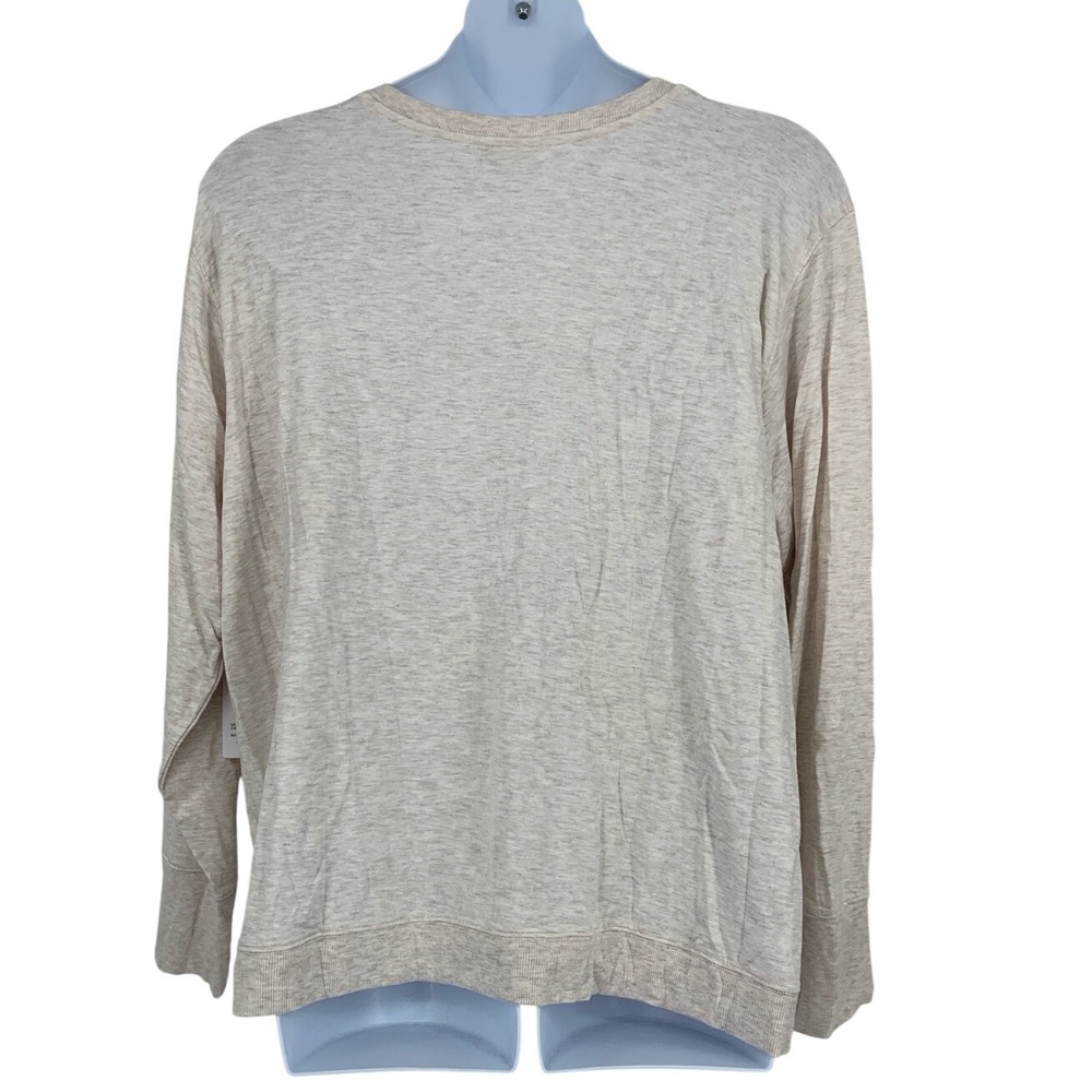 Athleta 3X Beige V Neck Long Sleeve Top Thumb Holes Soft Lightweight NWT - Picture 2 of 4
